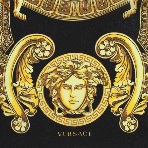 why versace have gold and black in their logo|Versace logo drawing.